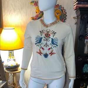 Double D Ranch Cream Embroidered Long Sleeve Top